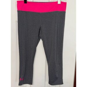 Under Armour Capri Leggings Athletic Workout Gray Pink Athleisure‎ Womens